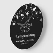 Glanzende zilveren sterren en nummers grote klok (Hoek)