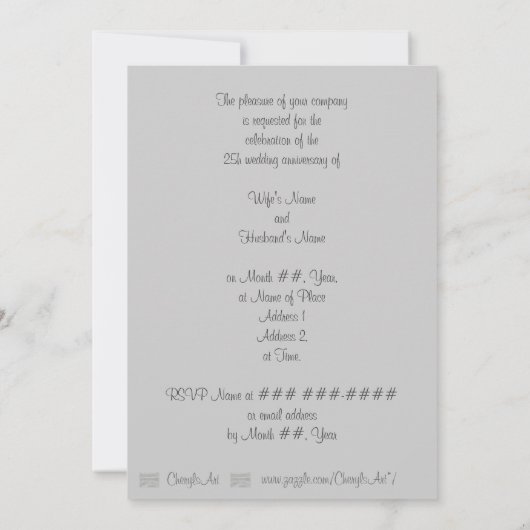 Glanzende zilveren uitnodigingen voor 25-jarig huw (Achterkant)