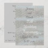 Glanzende zilveren uitnodigingen voor 25-jarig huw (Voorkant / Achterkant)