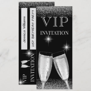 Glanzende Zilveren VIP Verjaardagsfeestje Kaart