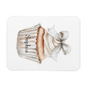 Glanzende Zilveren Witte Cupcakes Boog Magneet (Horizontaal)