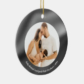 Glanzende zilverfolie, Baby 1e kerst Keramisch Ornament (Rechts)