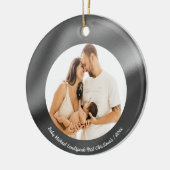 Glanzende zilverfolie, Baby 1e kerst Keramisch Ornament (Links)