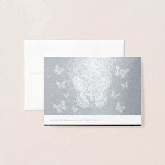 Glanzende zilvergrijs en zwarte Waterverf Moth Folie Kaarten (Met envelop)