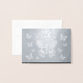 Glanzende zilvergrijs en zwarte Waterverf Moth Folie Kaarten (Voorkant met envelop)
