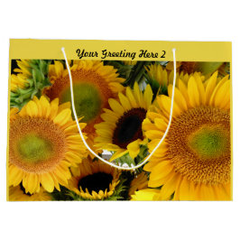 Glanzende Zonnebloem Gift Bag Personaliseer Groet Groot Cadeauzakje