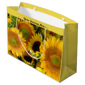 Glanzende Zonnebloem Gift Bag Personaliseer Groet Groot Cadeauzakje (Achterkant Gekanteld)