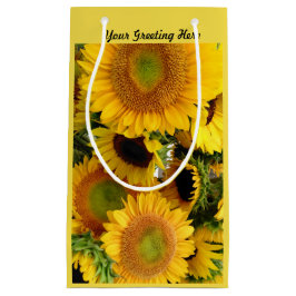 Glanzende Zonnebloem Gift Bag Personaliseer Groet Klein Cadeauzakje