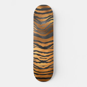 Glanzende zwarte bruine tijgerstrepen dierprint persoonlijk skateboard