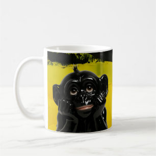 glanzende zwarte chimp koffiemok