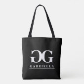 Glanzende zwarte en witte dubbele monogram schoude tote bag (Achterkant)