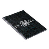 Glanzende Zwarte en Witte Monogram Spiraal Notitieboek (Rechterzijde)