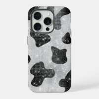 Glanzende Zwarte Glitter Pailletten Koeienprint