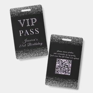 Glanzende zwarte & lila VIP-verjaardagskaart Badge