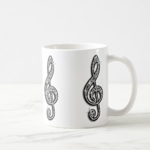 Glanzende Zwarte Muzieknoot Koffiemok