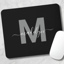 Glanzende Zwarte Witte Naam Monogram