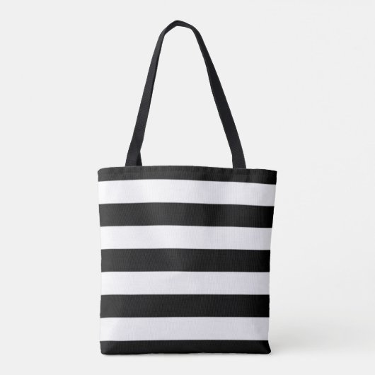 Glanzende Zwarte Witte Streep MONOGRAM Tas (Achterkant)