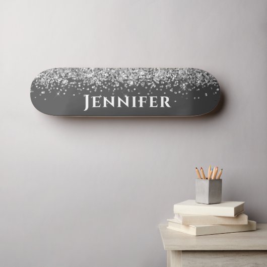 Glanzige faux Glitter Aesthetics Persoonlijk Skateboard (Muurkunst (Horizontaal))
