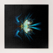 Glanzogen Ogen Alien Draak Blauw en Zwart Legpuzzel (Horizontaal)