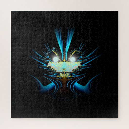 Glanzogen Ogen Alien Draak Blauw en Zwart Legpuzzel (Verticaal)