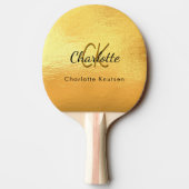 Glanzrijke naam in gouden monogram tafeltennisbatje (Achterkant)