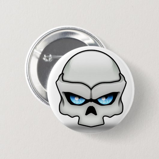Glarende schedel ronde button 5,7 cm (Voorkant /achterkant)