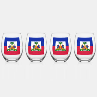 GLAS A VIN PRINMED MET DE HAITISCHE DRAPEAU