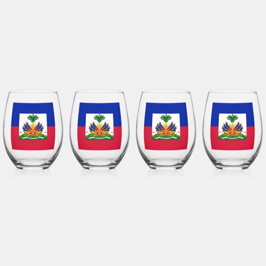 GLAS A VIN PRINMED MET DE HAITISCHE DRAPEAU (Voorkant)