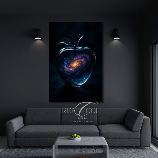 Glas Apple Galaxy Cosmic Surreal Art Poster