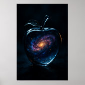 Glas Apple Galaxy Cosmic Surreal Art Poster (Voorkant)