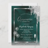 Glas, ballonnen, glitterschijven, groene Quinceañe Kaart (Voorkant)
