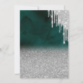 Glas, ballonnen, glitterschijven, groene Quinceañe Kaart (Achterkant)