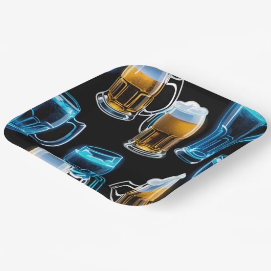 Glas Bier Mokken Papieren Bordje (Gebogen)