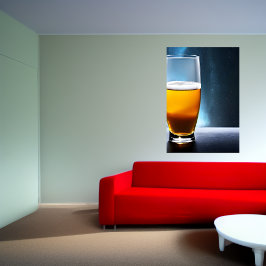 glas bier op tafel in de ruimte | AI Art Poster