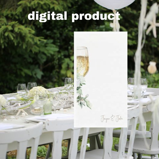 Glas champagne gepersonaliseerd servet