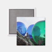 Glas drijft op grijs drijfhout magneet (Voorkant / Achterkant)