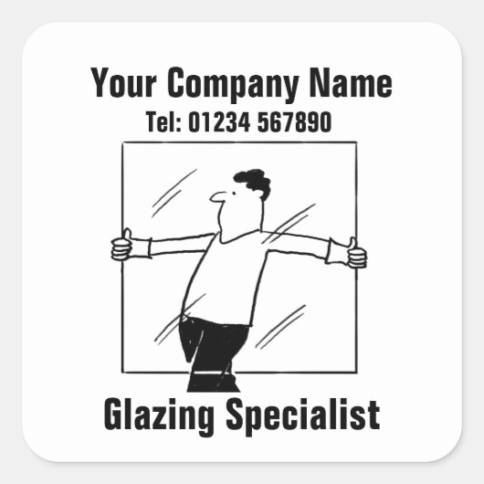 Glas en Beglazing Cartoon Vierkante Sticker (Voorkant)