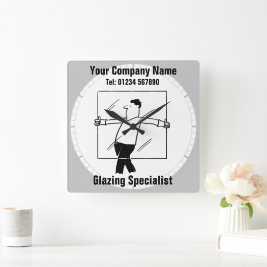 Glas- en GlazingsCartoon Vierkante Klok (Huis)