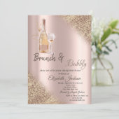 Glas,Fles Glitters Bokeh Brunch & Bruisend Kaart (Staand voorkant)