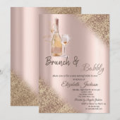 Glas,Fles Glitters Bokeh Brunch & Bruisend Kaart (Voorkant / Achterkant)