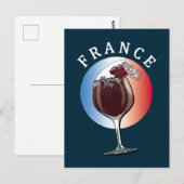 Glas Franse wijn - Frankrijk Briefkaart (Voorkant / Achterkant)