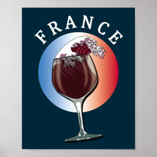 Glas Franse wijn - Frankrijk Poster