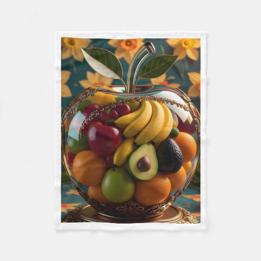 Glas Fruit Appel Kom Dekbed Fleece Deken (Voorkant)