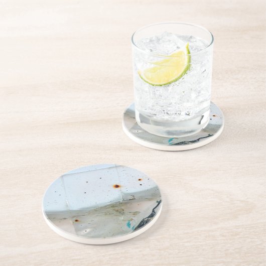 Glas, gekookt en geroosterd zandsteen onderzetter (Zijkant)