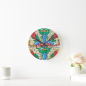 Glas-glas-in-loodramen wandklok (Huis)