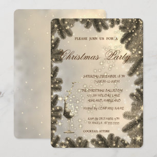 Glas, Goud, Boomtakken, Kerstfeest Bedrijven Kaart