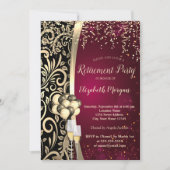 Glas-goudziren, hoge hakken, rode pensionering kaart (Voorkant)