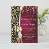 Glas-goudziren, hoge hakken, rode pensionering kaart (Staand voorkant)