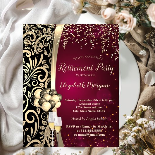 Glas-goudziren, hoge hakken, rode pensionering kaart