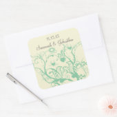 Glas Groene Liefde Vogel Swirls Bruiloft Stickers (Envelop)